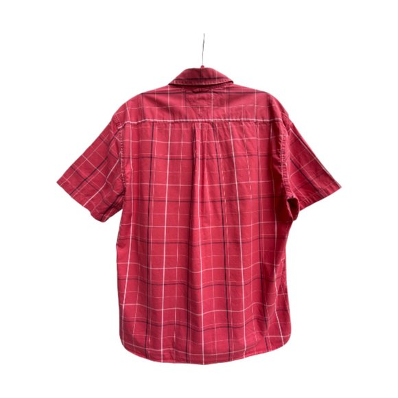 Tommy Hilfiger Short Sleeved Red Check Buttoned Down Shirt Size L - Picture 2 of 8